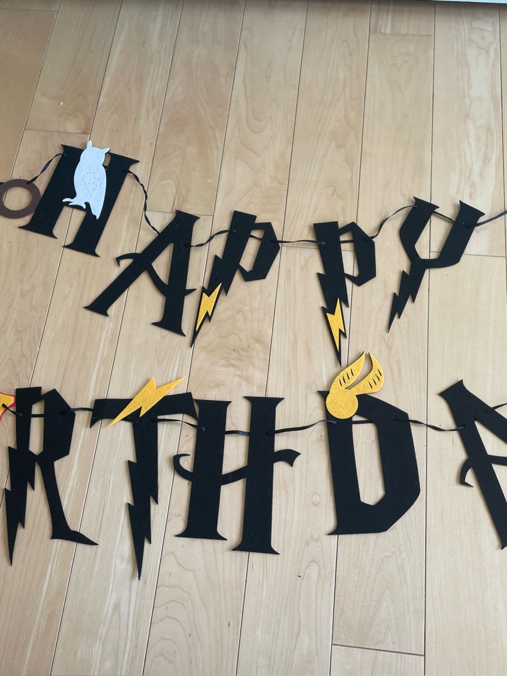 Wizard Themed Felt Banner Garland - Black with Yellow Accents